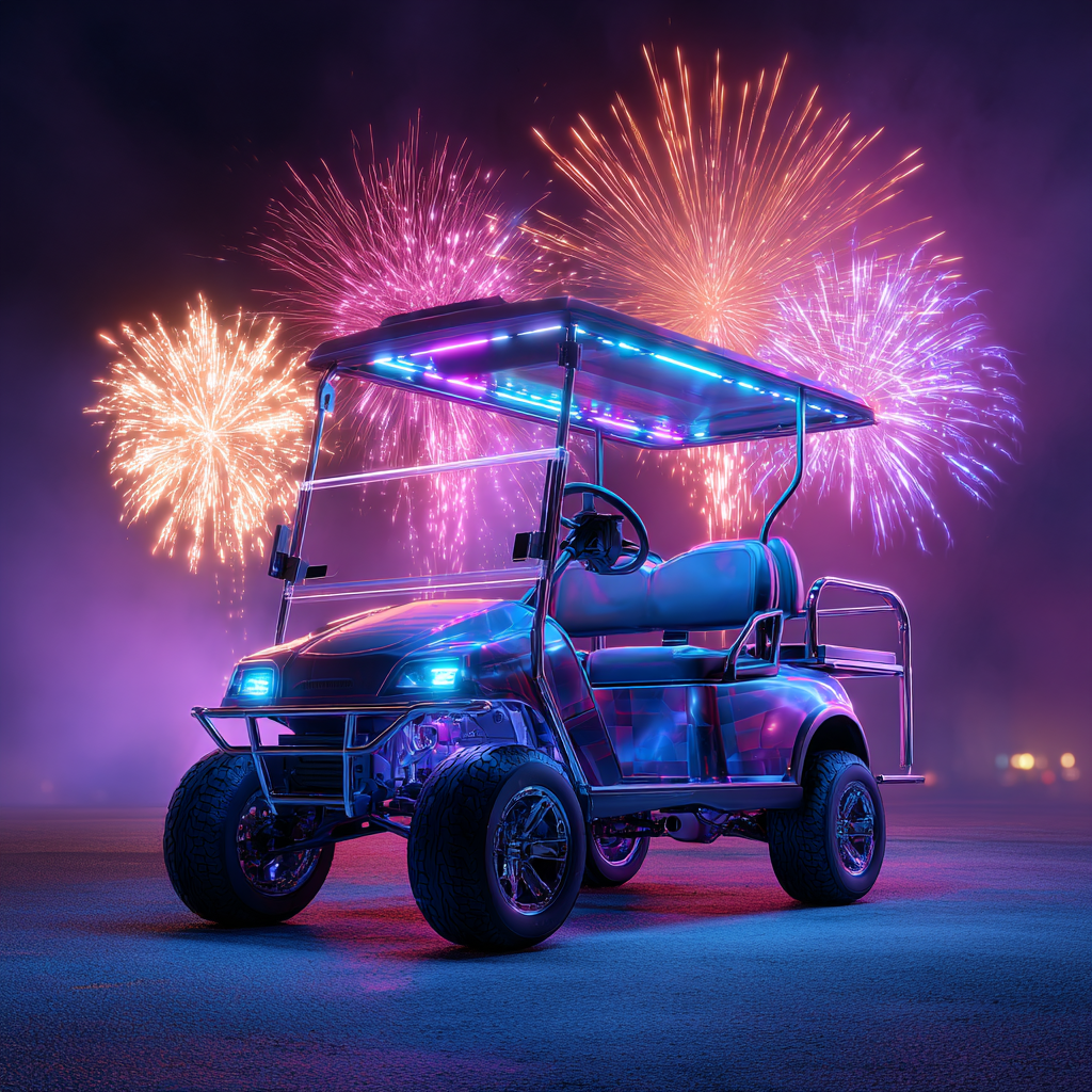 Golf Cart with Fireworks